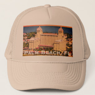 Palm Beach, Florida - Vintage Skyline Photo Trucker Hat