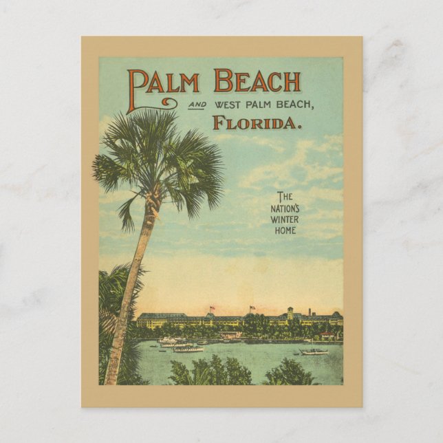 Palm Beach Florida Vintage Tourism Postcard (Front)