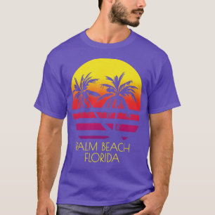 Palm Beach Florida Vintage Tropical Sunset Palm Tr T-Shirt