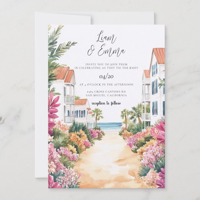 Palm Beach Florida Wedding Invitation (Front)