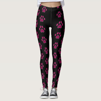 Palm Beach Kitty Paw Double Racing Stripe on Black Leggings
