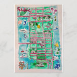 Palm Beach Map Card<br><div class="desc">Stationary with map of Palm Beach by artist Janet Chalif</div>