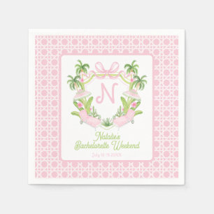 Palm Beach Monogram Crest Bachelorette Weekend Napkin