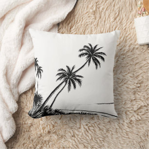 Palm Beach Ocean Modern Black and White Cushion