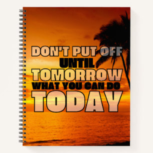 Palm beach ocean sunset   motivational phrase  notebook
