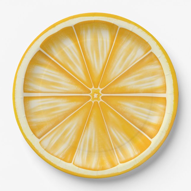 Palm Beach Orange Slice Citrus Party Paper Plate (Front)