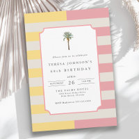 Palm Beach Pastel Stripe Tropical 60th Birthday