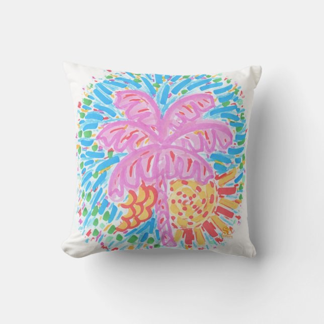Palm Beach Pink Banana Tree Cushion (Front)