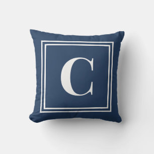 Palm Beach Preppy Blue Monogram Throw Pillow