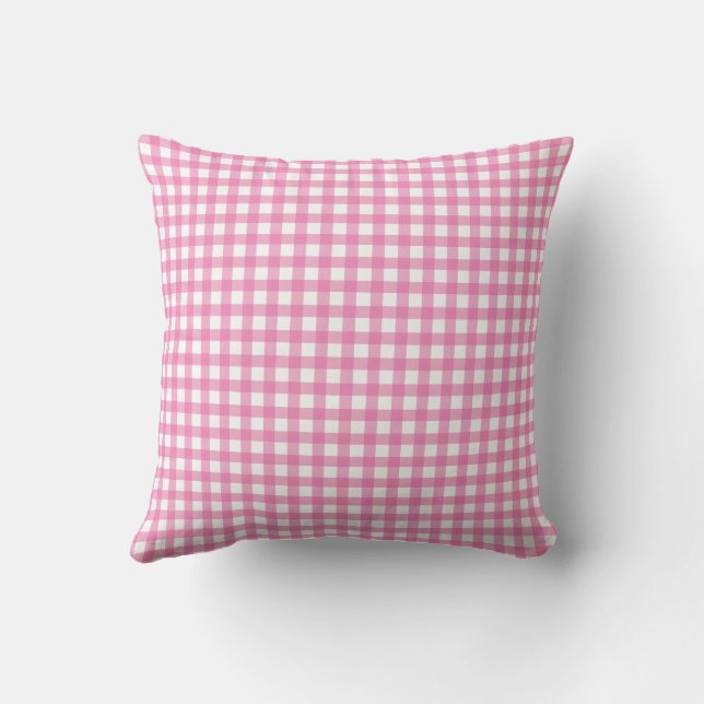 Palm Beach Preppy Gingham Throw Pillow | Colorful  (Back)
