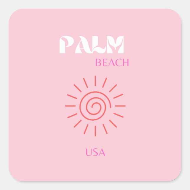 Palm Beach, Preppy, Preppy Room, Pink Square Sticker (Front)