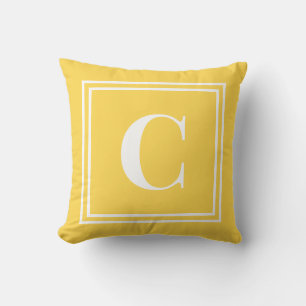 Palm Beach Preppy Yellow Monogram Throw Pillow