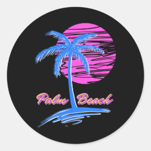 Palm Beach Retro 80s Aesthetic Classic Round Sticker