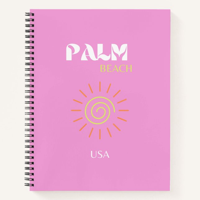 Palm Beach, Retro Art, Preppy, Pink Art, Pink Notebook (Front)