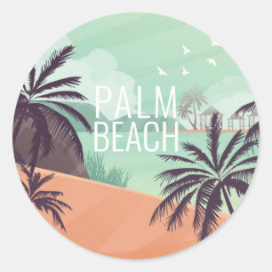 Palm Beach Scene with Soft Colours Classic Round Sticker