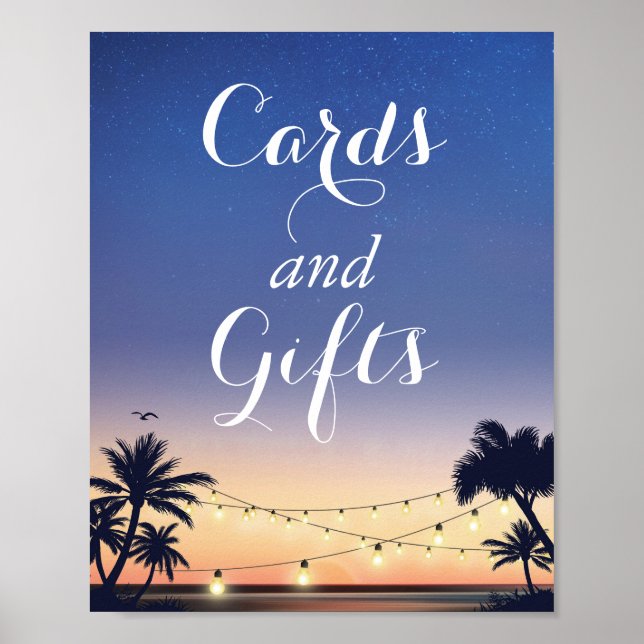 Palm Beach String Lights Card and Gifts Sign (Front)