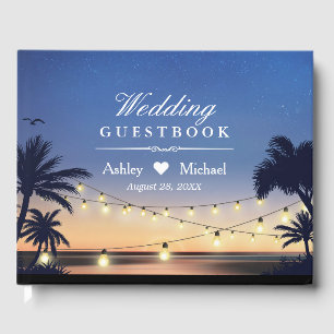 Palm Beach String Lights Destination Wedding Guest Book
