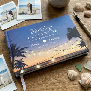 Palm Beach String Lights Destination Wedding Guest Book