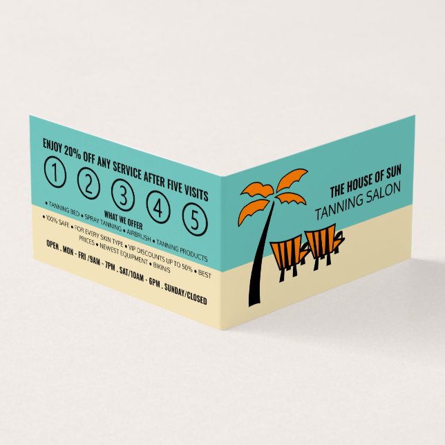 Palm Beach, Tanning Salon, Detailed Loyalty Card, Business Card (Outside)