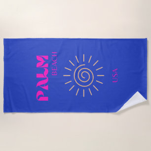 Palm Beach, Travel Art, Florida, Blue Beach Towel