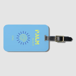 Palm Beach, Travel Art, Florida, Preppy, Blue Luggage Tag