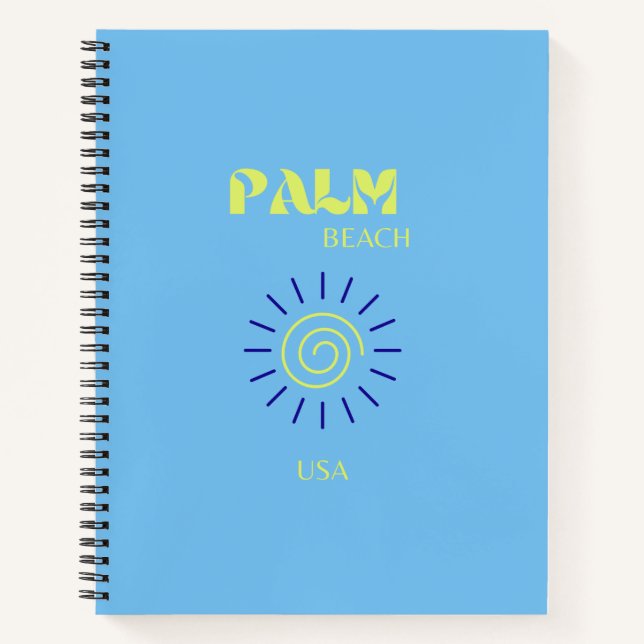 Palm Beach, Travel Art, Florida, Preppy, Blue Notebook (Front)