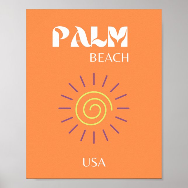 Palm Beach, Travel Art, Preppy, Orange Poster (Front)