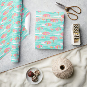 Palm Beach Tropical Beach Umbrellas Wrapping Paper