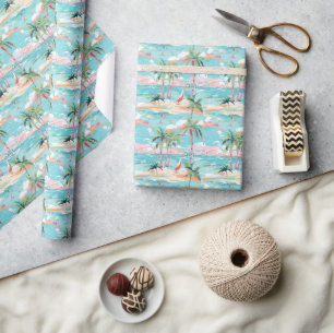 Palm Beach Tropical Beach Windsurfing Wrapping Paper