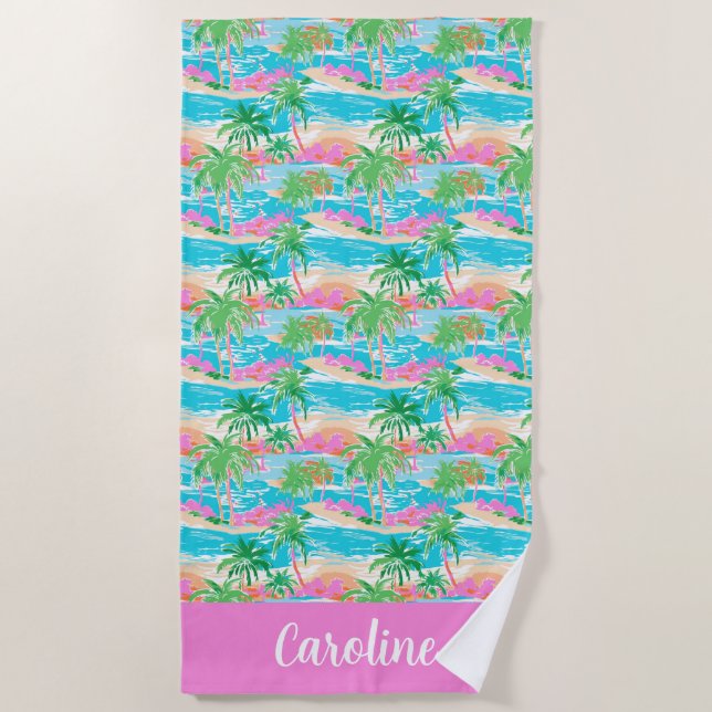 Palm Beach Tropical Island Beach Towel (Front)
