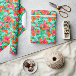 Palm Beach Tropical Island Flowers Wrapping Paper