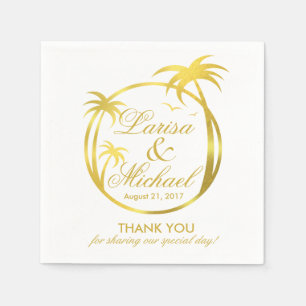 Palm Beach Tropical Logo   faux gold foil Napkin