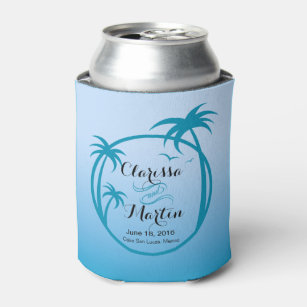 Palm Beach Tropical Logo   sky blue Can Cooler