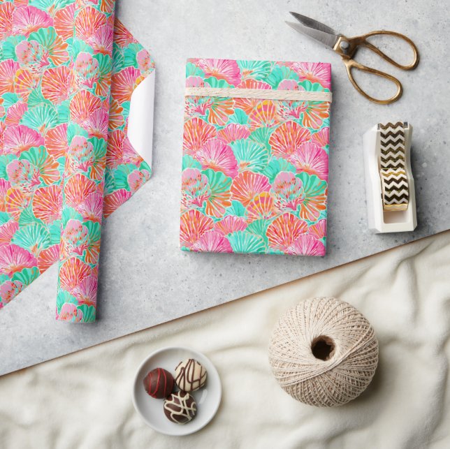 Palm Beach Tropical Ocean Seashells Wrapping Paper (Crafts)