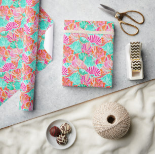 Palm Beach Tropical Seashells Wrapping Paper