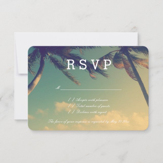 Palm beach wedding RSVP response cards for reply (Front)