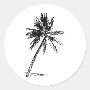 Palm Beachwear Beach Outfit Surfing Aloha Retro Pa Classic Round Sticker