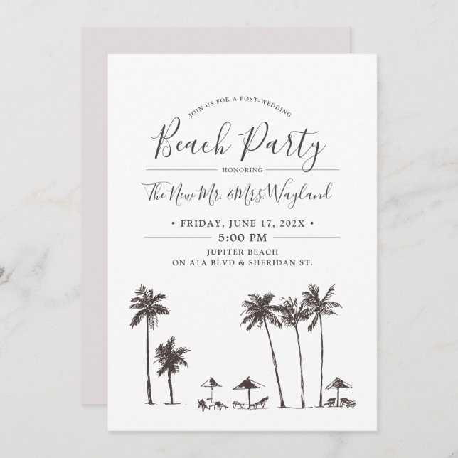 Palm Breeze | Post Wedding Beach Party Invitation (Front/Back)