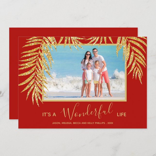 Palm Christmas Photo Holiday Card (Front/Back)