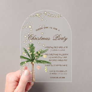 Palm Christmas Tree,Sparkle,Lights,Christmas Party Acrylic Invitations