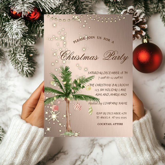 Palm Christmas Tree,Sparkle,Lights,Christmas Party Invitation (Creator Uploaded)