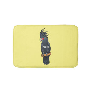 Palm cockatoo bird cartoon illustration bath mat