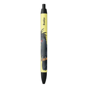 Palm cockatoo bird cartoon illustration black ink pen