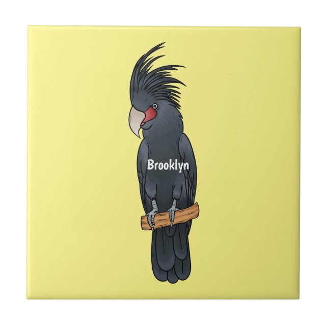 Palm cockatoo bird cartoon illustration  ceramic tile (Front)