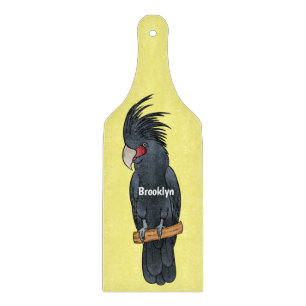 Palm cockatoo bird cartoon illustration cutting board