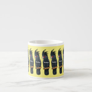 Palm cockatoo bird cartoon illustration espresso cup