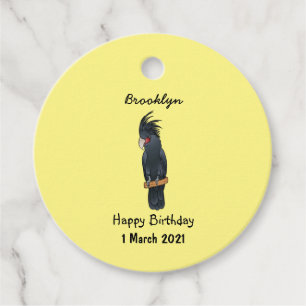 Palm cockatoo bird cartoon illustration  favour tags