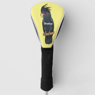 Palm cockatoo bird cartoon illustration golf head cover