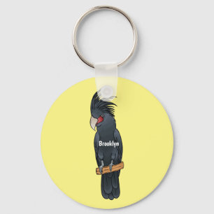 Palm cockatoo bird cartoon illustration key ring