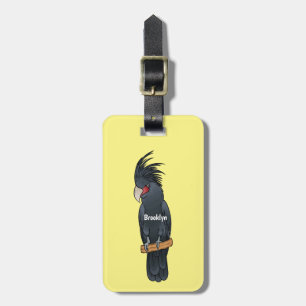 Palm cockatoo bird cartoon illustration  luggage tag